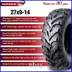 Set 2 WANDA UTV ATV Tires 27x9-14 27x9x14 8-Ply Solid Mud 20mm tread