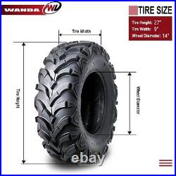 Set 2 WANDA UTV ATV Tires 27x9-14 27x9x14 8-Ply Solid Mud 20mm tread