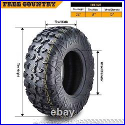 Set 4 FREE COUNTRY Premium ATV/UTV Tires 24x8-12 24x8x12 8PR withScuff Guard