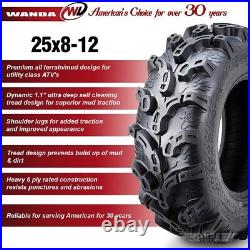 Set 4 Premium WANDA ATV/UTV tires 25x8-12 25x8x12 Front & Rear Ultra Mud