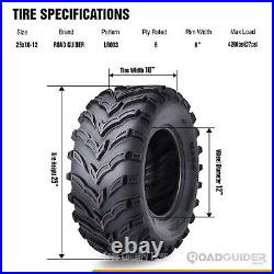 Set 4 ROAD GUIDER ATV/UTV Tires 25x10-12 25x10x12 6PR MUD