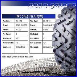 Set 4 Roadguider ATV UTV Tires 25x8-12 25x8x12 & 25x10-12 25x10x12 6PR
