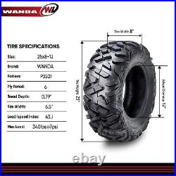 Set 4 WANDA ATV UTV Tires 25x8-12 25X8X12 6PR Bighorn Style All Terrain