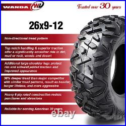 Set 4 WANDA All Terrain UTV ATV Tires 26x9-12 for 10-16 Kawasaki Mule 610 4x4 XC