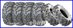 Set 6 Premium ATV UTV tires (2) 25x8-12 front & (4) 25x11-10 Rear Super Lug Mud