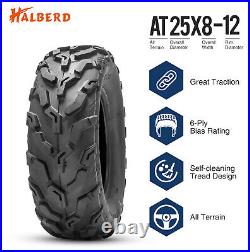 Set Of 2 6Ply 25x8-12 ATV UTV Mud Tires 25x8x12 All Terrain Heavy Duty 25x8 12