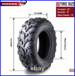 Set of 2 WANDA ATV UTV Tires 26x9-14 26x9x14 6PR Lit Mud 26x9.00-14