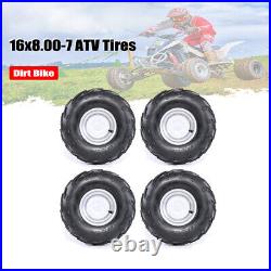 Set of 4 16x8.00-7 UTV ATV tires 16x8-7 16/8-7 16x8x7 7 inch Rims Go kart