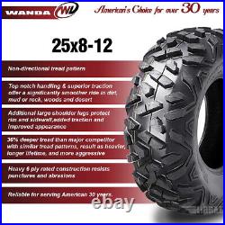 Set of 4 WANDA ATV UTV tires 25x8-12 25X8X12 Front & Rear 6PR P350 sim Bighorn