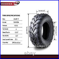 WANDA UTV ATV Tires 24x8-11 24x8x11 205/80-11 /6PR Lit Mud P373 Set 2 10426