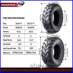 WANDA UTV ATV Tires 24x8-11 Front & 24x10-11 Rear /6PR P373 Lit Mud