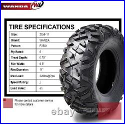 WANDA UTV ATV Tires 25x8-11 25x8x11 6-Ply Solid 20mm Tread, Set 2, 10415