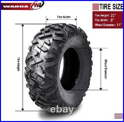 WANDA UTV ATV Tires 25x8-11 25x8x11 6-Ply Solid 20mm Tread, Set 2, 10415