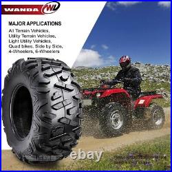 WANDA UTV ATV Tires 25x8-11 25x8x11 6-Ply Solid 20mm Tread, Set 2, 10415