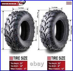 WANDA UTV ATV Tires 25x8-12 Front & 25x10-11 Rear /6PR P373 Lit Mud